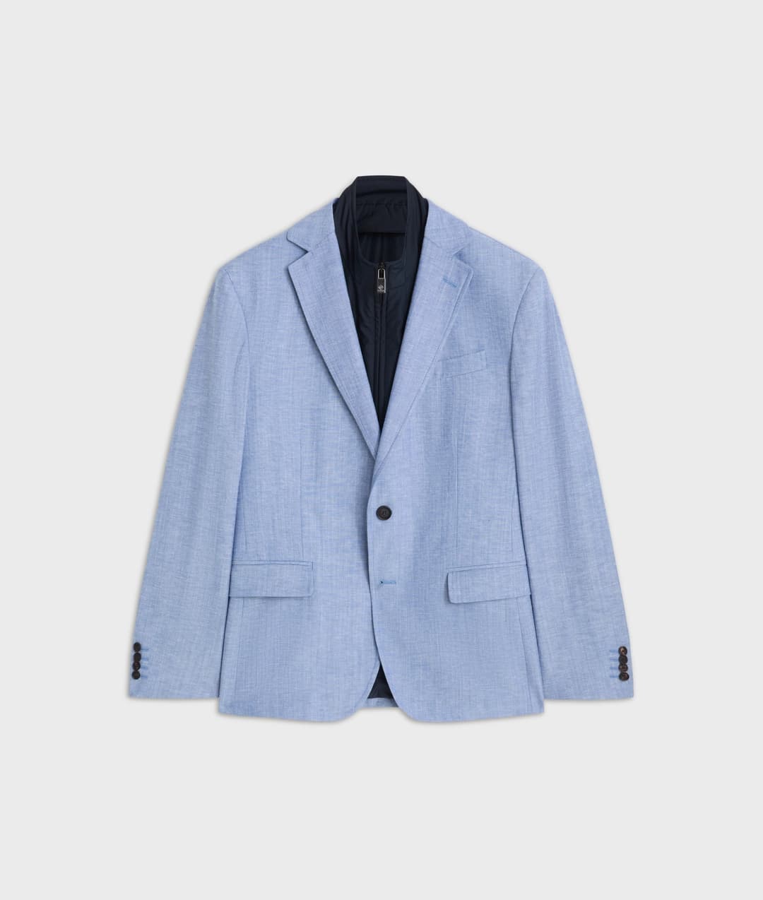 light blue wool cotton and linen scooter jacket fully lined